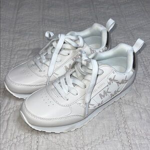 Michael Kors Kids White Cream and Gold Sneakers
